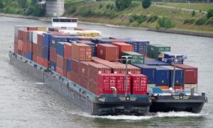 Barges-moving-containers