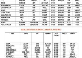 VESSELS EXPECTED AT LAGOS PORT AS AT FRIDAY, NOVEMBER 5, 2021