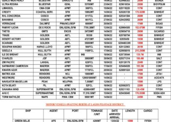 VESSELS EXPECTED AT LAGOS PORT AS AT FRIDAY 15, APRIL 2022