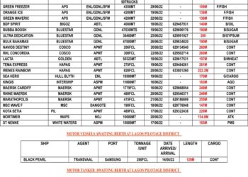 VESSELS EXPECTED AT LAGOS PORT AS AT FRIDAY 17, JUNE 2022