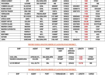 VESSELS EXPECTED AT LAGOS PORT AS AT THURSDAY 2, JUNE 2022