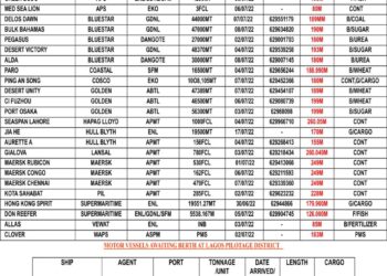 VESSELS EXPECTED AT LAGOS PORT AS AT MONDAY 4, JULY 2022