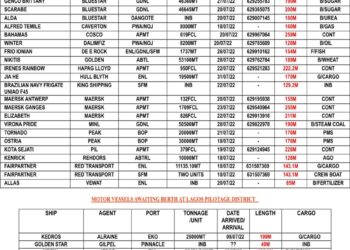 VESSELS EXPECTED AT LAGOS PORT AS AT TUESDAY 19, JULY 2022