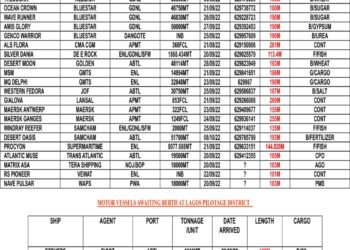 VESSELS EXPECTED AT LAGOS PORT AS AT WEDNESDAY 21, SEPTEMBER 2022