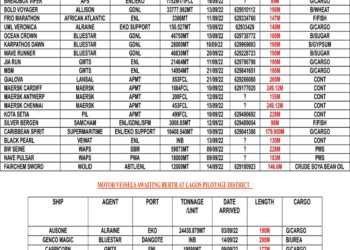 VESSELS EXPECTED AT LAGOS PORT AS AT SATURDAY 10, SEPTEMBER 2022