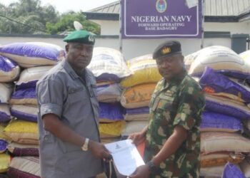 Nigerian Navy Intercepts, Hands Over 109 Bags of Smuggled Rice to Customs