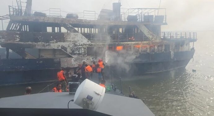 Navy Rescues 20 Crew Members In Vessel Fire