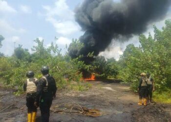 Navy Destroys Illegal Crude Oil Storage Site In Rivers