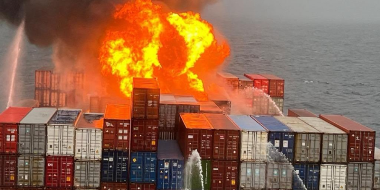 Fire Broke Aboard the France-Flagged Containership in Strait of Malacca