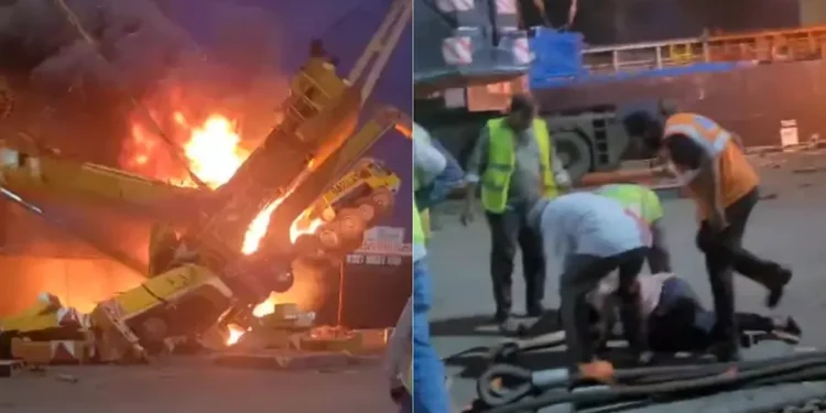 Two injured as crane overturns during cargo operation at Mumbai