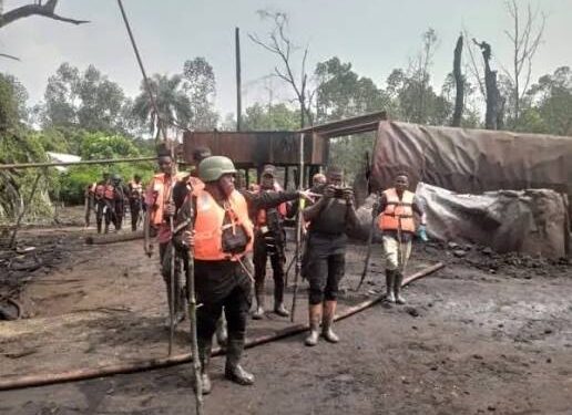 Navy dismantles illegal refining sites in Rivers, recovers 33,000ltrs of AGO